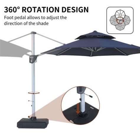 Mondawe Ft Tier Square Cantilever Outdoor Patio Umbrella With