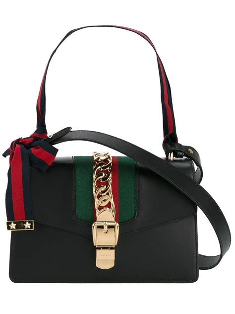 Gucci Silvie Ribbon Shoulder Bag In Black Lyst