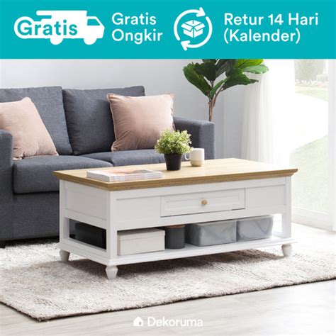 Promo Dekoruma Kanou Coffee Table Meja Tamu Minimalis Dengan Rak Dan