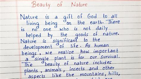 Write A Short Essay On Beauty Of Nature Essay Writing English Youtube