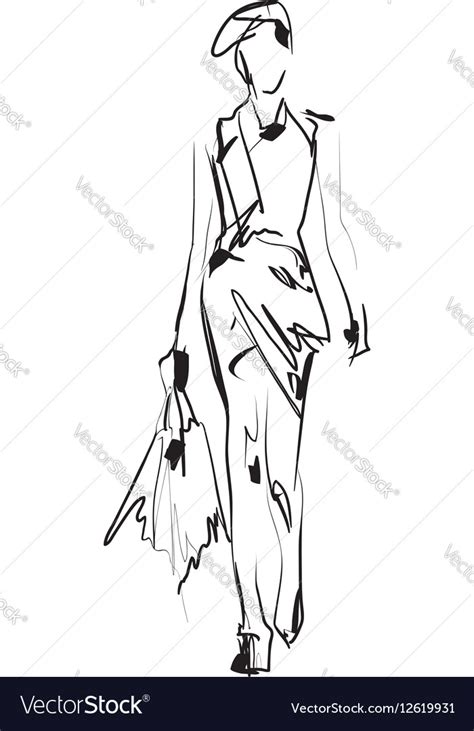 Fashion model sketch Royalty Free Vector Image