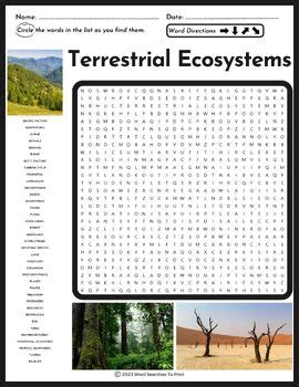 Terrestrial Ecosystems Word Search Puzzle By Word Searches To Print