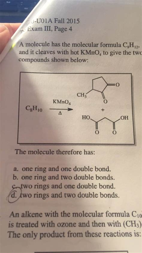 A Molecule Has The Molecular Formula C H And It Chegg