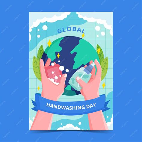 Free Vector Flat Global Handwashing Day Vertical Poster Template