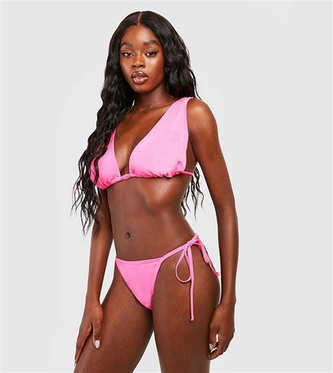 Buy Boohoo Ribbed Tie Side Bikini Brief In Pink Thstreet Kuwait