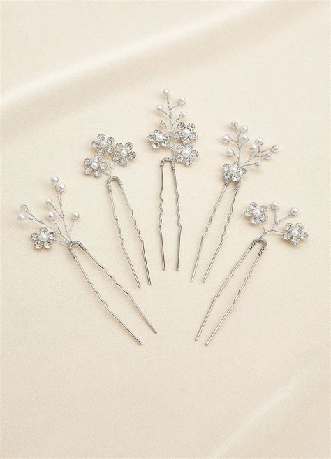 Rhinestone Floral Cluster Hairpin Set Azazie