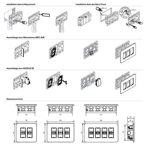 Poste de travail à encastrer 3x4 modules blanc EFAPEL