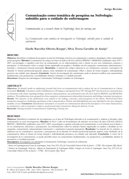 Comunicação Como Temática De Pesquisa Na Nefrologia Subsídio Para O