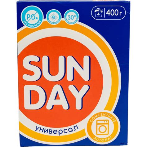 Стиральный порошок автомат Сонца 400г Sunday универсальное 86323 ...