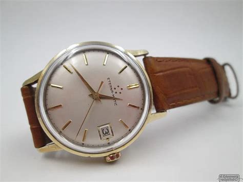 Eterna Matic Acero Y Chapado Oro Automático 1970 Calendario Correa El