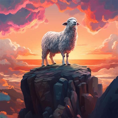 Premium Ai Image Ram On Top Of A Mountain At Sunrise