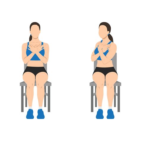 Woman Doing Seated Gluteal And Lumbar Rotation Or Chair Twist Exercise