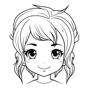 Girl Face Coloring Pages Outline Sketch Drawing Vector, Women Face ...