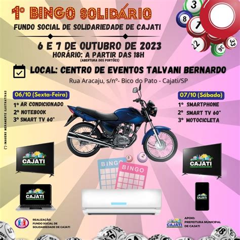 1º Bingo SolidÁrio Do Fundo Social De Solidariedade De Cajati