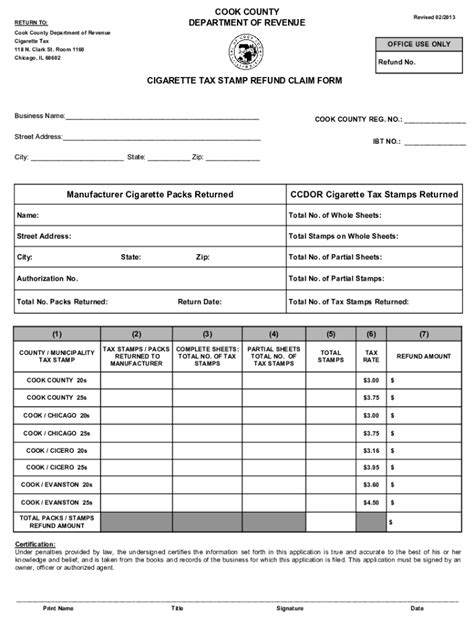 Fillable Online Chicago Il Cigarette Tax Stamp