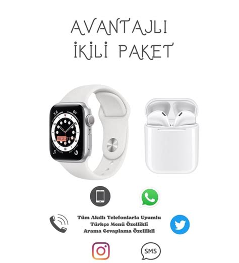 Unisex Siyah Akıllı Saat T500 Airpods I12 Siyah Kablosuz Kulaklık