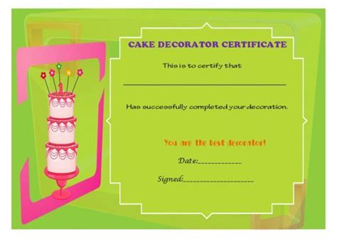 Best Cake Decorater Certificate Cake Competition Cake Decorating