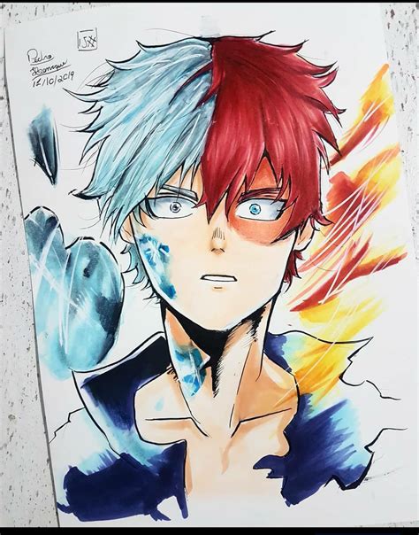 Todoroki drawing done by me, made with markers. More art on my ...