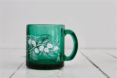 Vintage Green Glass Coffee Mugs Set Of Two Vintage Green Glass Coffee