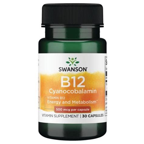 Swanson Premium Vitamin B12 Cyanocobalamin 500 Mcg 30 Caps Swanson®