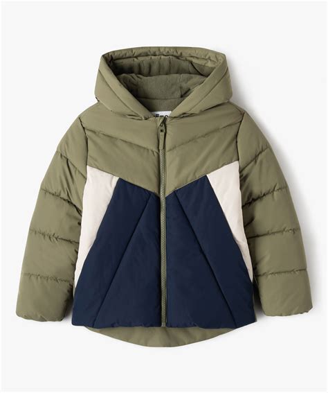 Blouson Matelassé à Capuche Avec Doublure Polaire Garçon Kaki Gemo