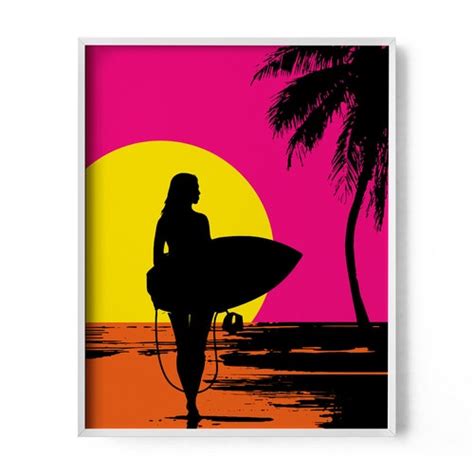 Surf Art Surf Decor Surf Print Surfer Girl Beach Print Etsy