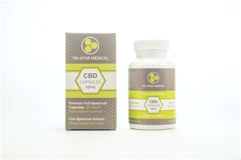 Premium Full Spectrum Cbd Capsules 25mg 30ct Tri Star Medical