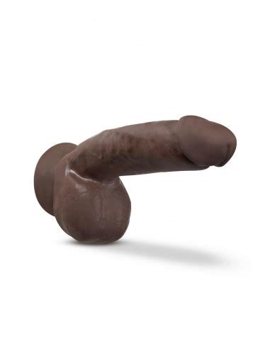 DR Skin Plus 8 Inch Thick Posable Dildo With Squeezable Balls Choco