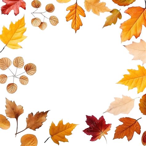 Top View Of Autumn Leaves For Thanksgiving With Copy Space Flat Lay Top View Autumn Png