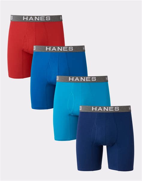 Hanes Ultimate Comfort Flex Fit Mens Boxer Brief Underwear Red Blue