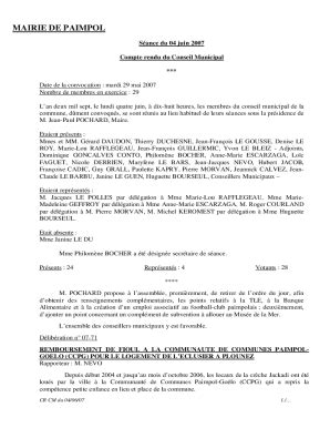 Remplissable En Ligne Procs Verbal De Sance Du Conseil Municipal En