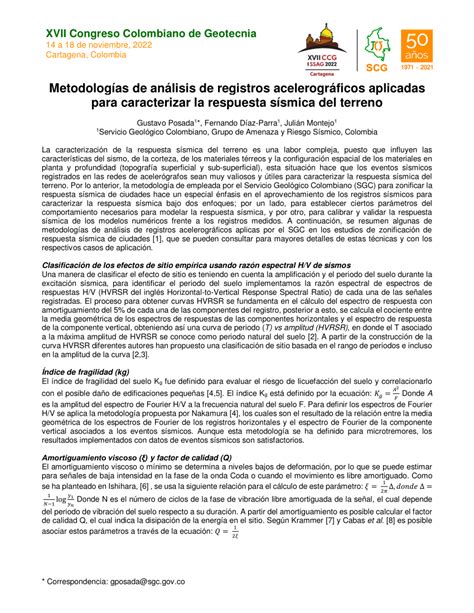 PDF Metodologías de análisis de registros acelerográficos aplicadas