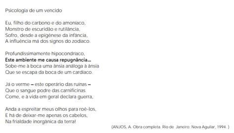 A poesia de Augusto dos Anjos revela aspectos de uma literat Explicaê