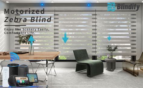 Blindify Motorized Smart Zebra Blinds Compatible With Alexa Horizontal Shades With