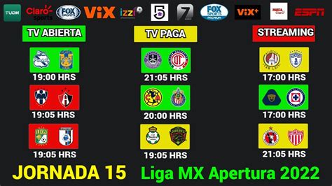 Fechas Horarios Y Canales Confirmados Para Los Partidos De La Jornada 15 Liga Mx Apertura 2022