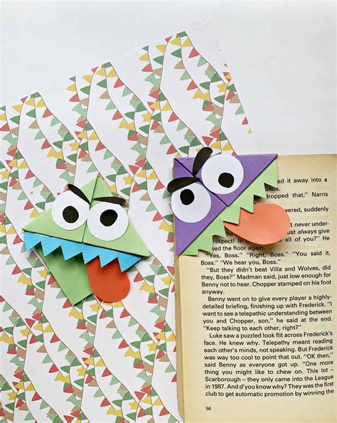 How To Make A Monster Corner Bookmark Corner Bookmarks Cute Origami Bookmark Craft