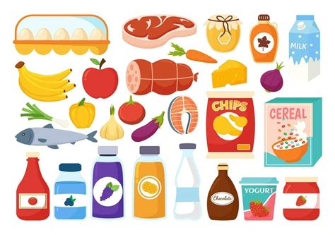 Food Grocery Store Shopping Vector Illustration With Foods Items And