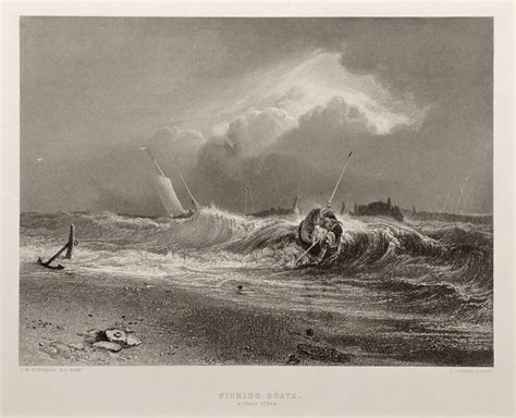 Fishing Boats A Coast Scene Cousen After Turner Virtue Engraving