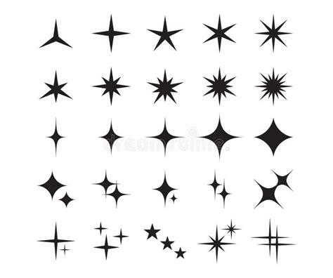 Star Icons Sparkle Shape Twinkle Light Symbol Glitter Shine Element