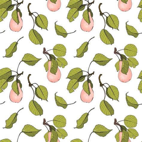 Motif De Poires Et De Feuilles Roses Vectorielles Fond De Fruits Sans