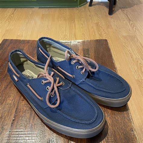 Vans Men's Navy and Brown Boat-shoes | Depop