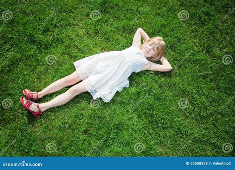 Little Girl Lying Grass