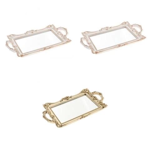 3x Plateau De Vanité Miroir Vintage Plateau De Bijoux Plateau Décoratif