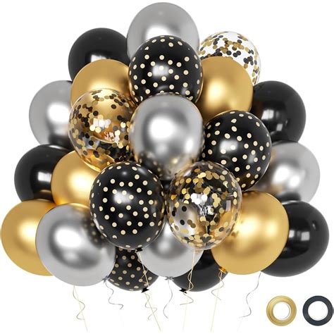 $1/mo - Finance Black and Gold Party Balloons, 50pcs Black Gold Silver ...