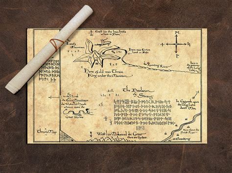 The Hobbit Lonely Mountain Thror's Map - Cloth Map Scroll (Inspired by ...