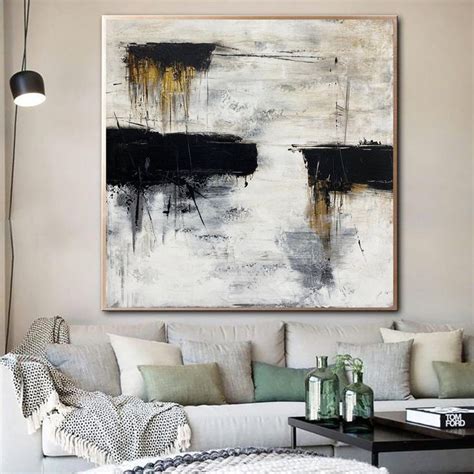 Extra Large Abstract Black And White Oil Paintings On Canvas Original