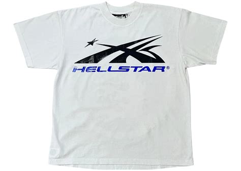 Hellstar Gel Sport Logo T Shirt Whiteblue Mens Ss24 Us