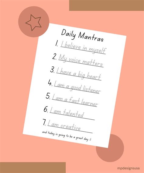 Buy Printable Kids Preschool Daily Mantras Tracing Worksheet Online In