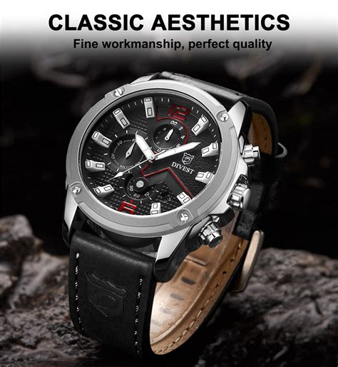 Top Brand DIVEST Watch Men Business Fashion Casual Quartz Leather Mens