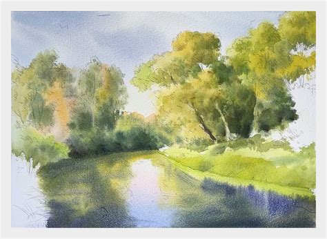 Tutorial: Watercolor Landscape Painting of River Reflections - Art for ...